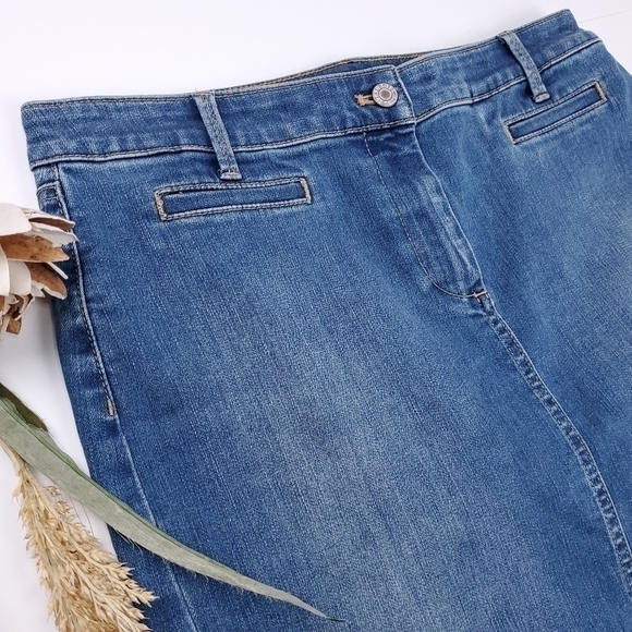 New Talbots Petites Blue Denim Skirt Sz 10 Petite - Picture 3 of 12